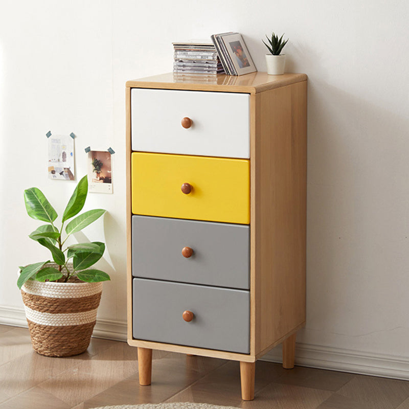 Moderne massieve houten borst met 4 natuurlijke benen en zachte close -laden