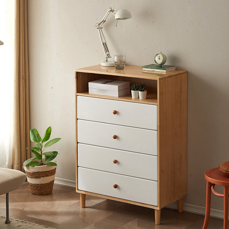 Moderno cassa in legno massiccio con 4 gambe naturali e cassetti morbidi