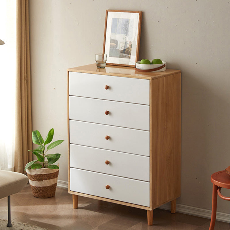 Moderne massieve houten borst met 4 natuurlijke benen en zachte close -laden