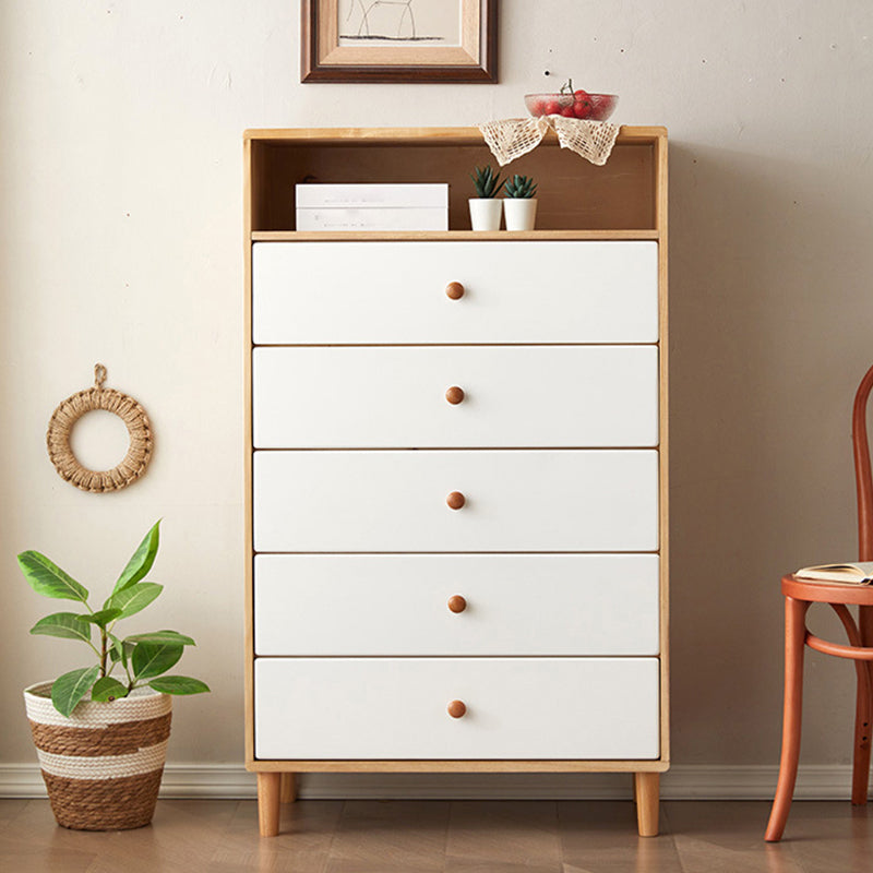 Moderne massieve houten borst met 4 natuurlijke benen en zachte close -laden