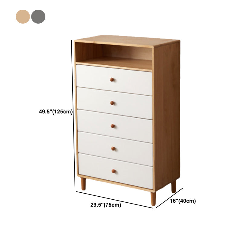 Moderne massieve houten borst met 4 natuurlijke benen en zachte close -laden