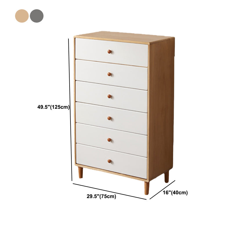 Moderne massieve houten borst met 4 natuurlijke benen en zachte close -laden