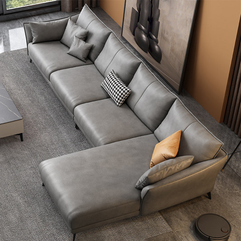 Inverted Armrest with Pillow Back Imitation Leather Sofa Bed Sponge/latex Padded Sofa