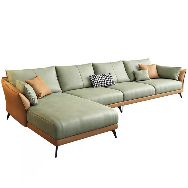 Inverted Armrest with Pillow Back Imitation Leather Sofa Bed Sponge/latex Padded Sofa