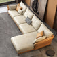 Inverted Armrest with Pillow Back Imitation Leather Sofa Bed Sponge/latex Padded Sofa