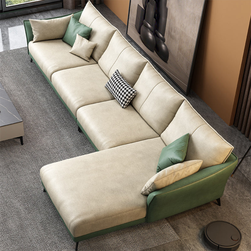 Inverted Armrest with Pillow Back Imitation Leather Sofa Bed Sponge/latex Padded Sofa