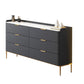 16" D Modern Slate TV Stand Pine Wood TV Media Stand with 6 Drawers