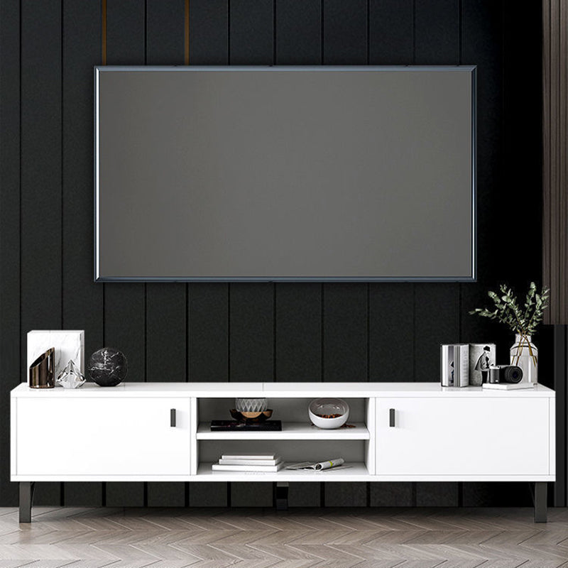 3 / 4 Doors Modern TV Stand Wood Closed Storage TV Media Stand , 12" D X 16" H Clearhalo 'furn' 'furn_tv_stands_entertainment_centers' 'Furniture' 'Living Room Furniture' 'TV Stands & Entertainment Centers' 'TV Stands & Media Storage Furniture' 'tv_stands_entertainment_centers' 5586048