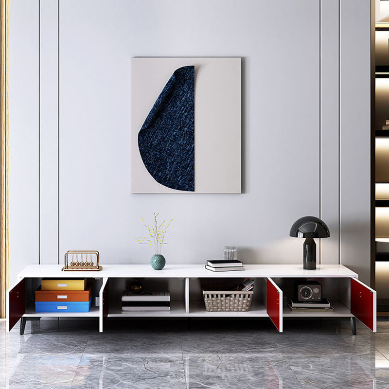 3 / 4 Doors Modern TV Stand Wood Closed Storage TV Media Stand , 12" D X 16" H Clearhalo 'furn' 'furn_tv_stands_entertainment_centers' 'Furniture' 'Living Room Furniture' 'TV Stands & Entertainment Centers' 'TV Stands & Media Storage Furniture' 'tv_stands_entertainment_centers' 5586055