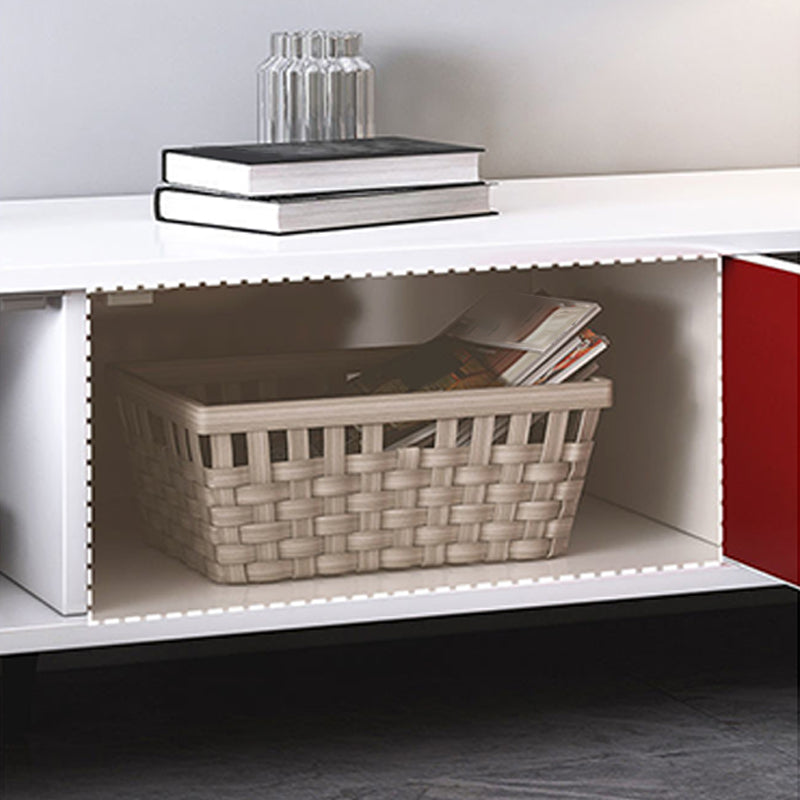 3 / 4 Doors Modern TV Stand Wood Closed Storage TV Media Stand , 12" D X 16" H Clearhalo 'furn' 'furn_tv_stands_entertainment_centers' 'Furniture' 'Living Room Furniture' 'TV Stands & Entertainment Centers' 'TV Stands & Media Storage Furniture' 'tv_stands_entertainment_centers' 5586063