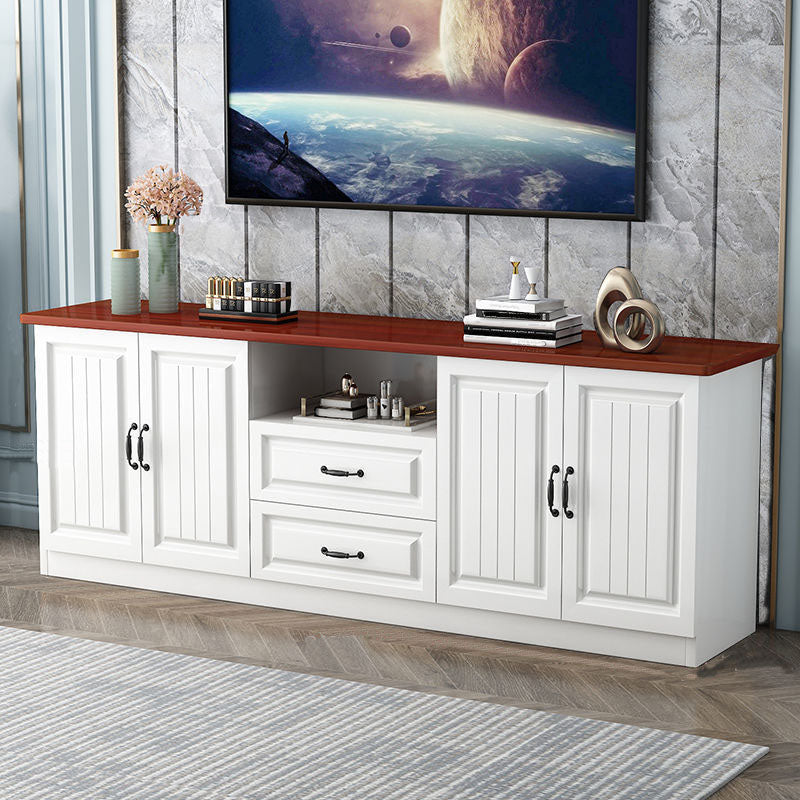 Moderne Holz -TV -Ständer Open Storage TV -Konsole mit Schubladen und Türen, 16 "D x 27,5" H