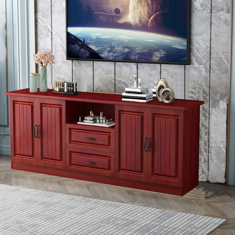 Moderne Holz -TV -Ständer Open Storage TV -Konsole mit Schubladen und Türen, 16 "D x 27,5" H