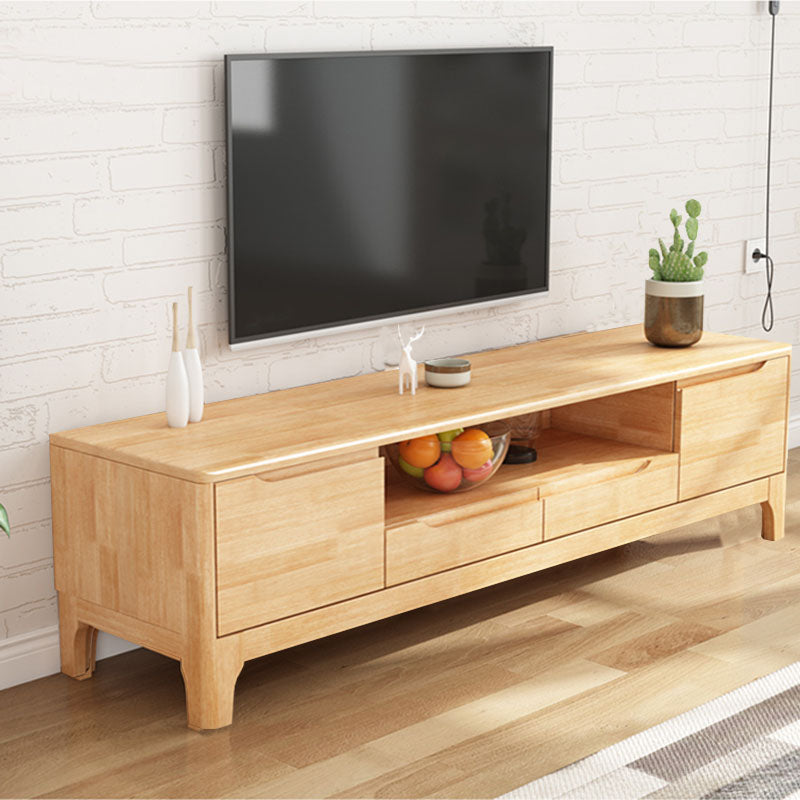 Console TV in legno di gomma moderna per soggiorno in gomma con cassetti, 15 "D / 16,5" D