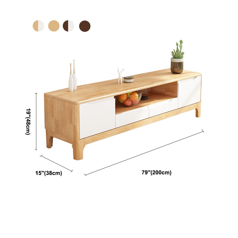 Console TV in legno di gomma moderna per soggiorno in gomma con cassetti, 15 "D / 16,5" D