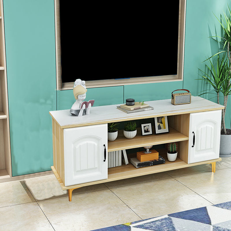 Console TV in legno moderno Console Open Storage TV con 2 porte, 12 "D x 17" H