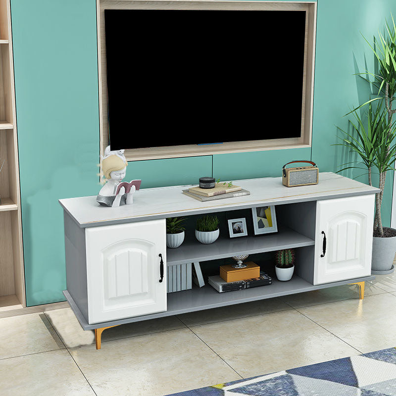 Console TV in legno moderno Console Open Storage TV con 2 porte, 12 "D x 17" H