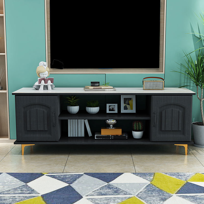 Console TV in legno moderno Console Open Storage TV con 2 porte, 12 "D x 17" H