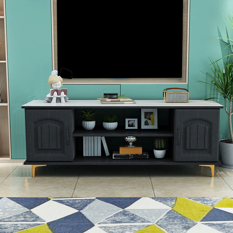 Console TV in legno moderno Console Open Storage TV con 2 porte, 12 "D x 17" H