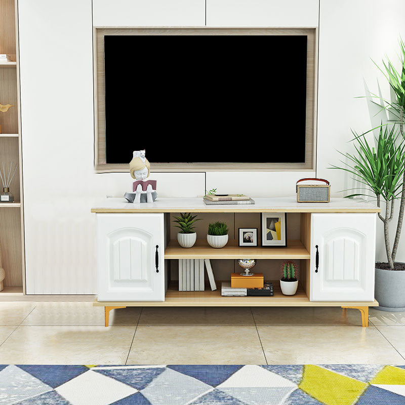 Console TV in legno moderno Console Open Storage TV con 2 porte, 12 "D x 17" H