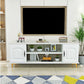 Console TV in legno moderno Console Open Storage TV con 2 porte, 12 "D x 17" H