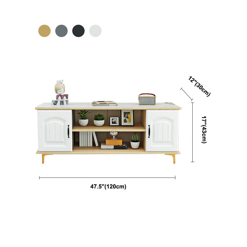 Console TV in legno moderno Console Open Storage TV con 2 porte, 12 "D x 17" H