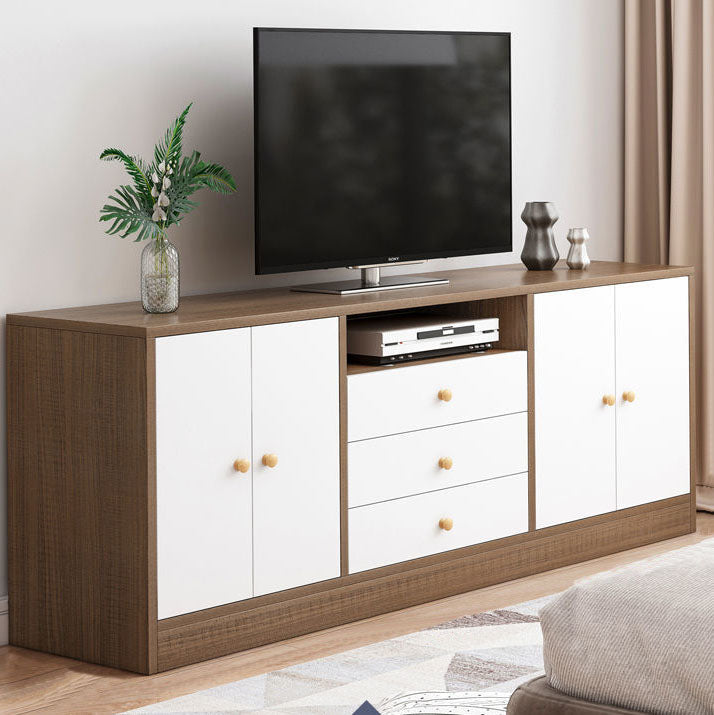 12 "D Consolet de télévision en bois moderne Console ouverte Stand de télévision avec tiroirs et portes