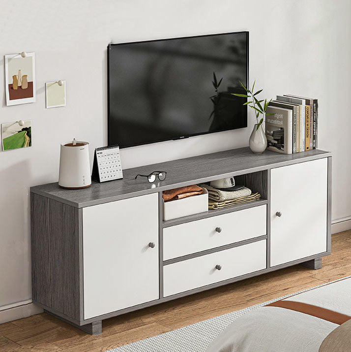 12 "D Consolet de télévision en bois moderne Console ouverte Stand de télévision avec tiroirs et portes