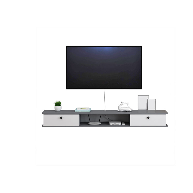 9" D Wall-mounted TV Stand Console Contemporary Closed Storage TV Stand with 2 Doors 39.5"L x 9"W x 7.5"H Gray-White Clearhalo 'furn' 'furn_tv_stands_entertainment_centers' 'Furniture' 'Living Room Furniture' 'TV Stands & Entertainment Centers' 'TV Stands & Media Storage Furniture' 'tv_stands_entertainment_centers' 5586419