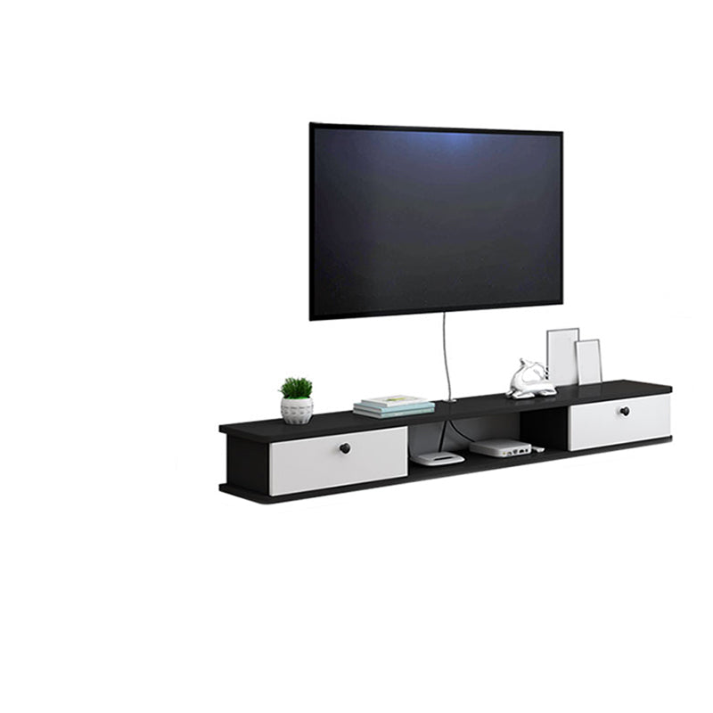 9" D Wall-mounted TV Stand Console Contemporary Closed Storage TV Stand with 2 Doors 39.5"L x 9"W x 7.5"H Black White Clearhalo 'furn' 'furn_tv_stands_entertainment_centers' 'Furniture' 'Living Room Furniture' 'TV Stands & Entertainment Centers' 'TV Stands & Media Storage Furniture' 'tv_stands_entertainment_centers' 5586420