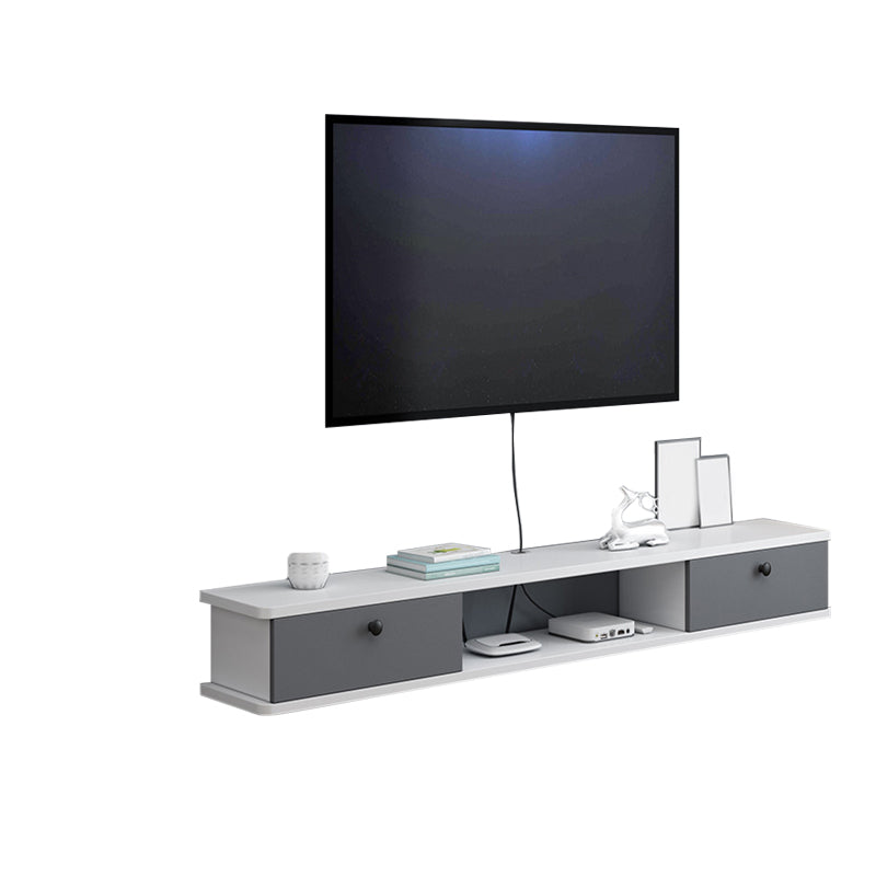 9" D Wall-mounted TV Stand Console Contemporary Closed Storage TV Stand with 2 Doors 39.5"L x 9"W x 7.5"H White-Gray Clearhalo 'furn' 'furn_tv_stands_entertainment_centers' 'Furniture' 'Living Room Furniture' 'TV Stands & Entertainment Centers' 'TV Stands & Media Storage Furniture' 'tv_stands_entertainment_centers' 5586422