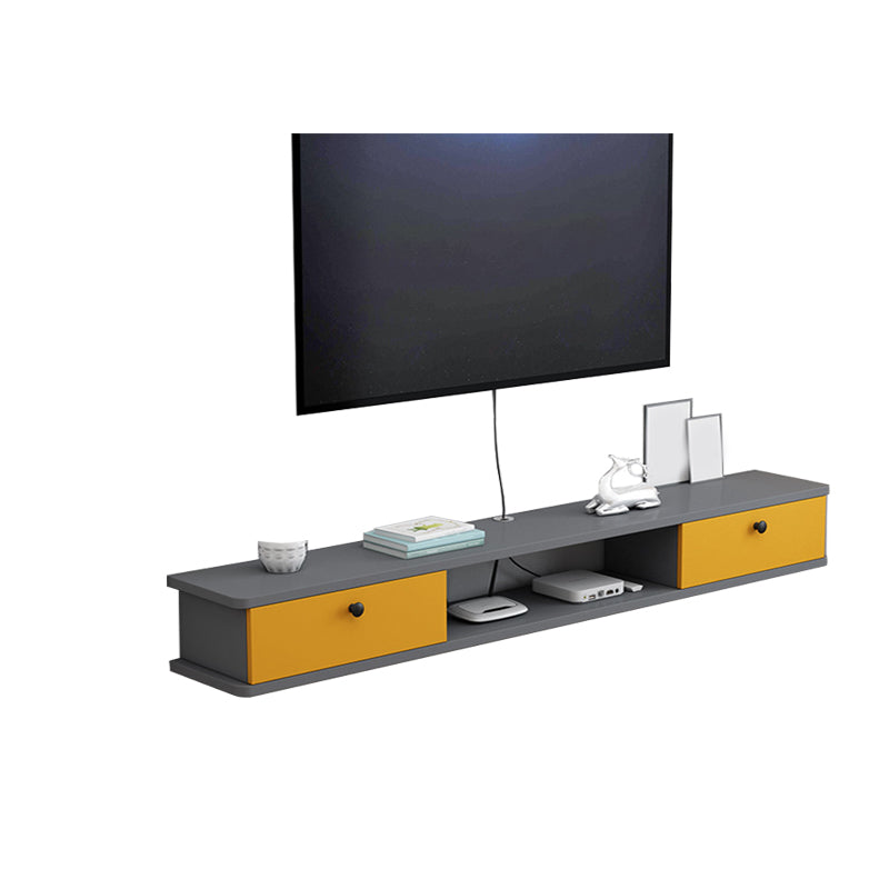 9" D Wall-mounted TV Stand Console Contemporary Closed Storage TV Stand with 2 Doors 39.5"L x 9"W x 7.5"H Gray-Yellow Clearhalo 'furn' 'furn_tv_stands_entertainment_centers' 'Furniture' 'Living Room Furniture' 'TV Stands & Entertainment Centers' 'TV Stands & Media Storage Furniture' 'tv_stands_entertainment_centers' 5586427