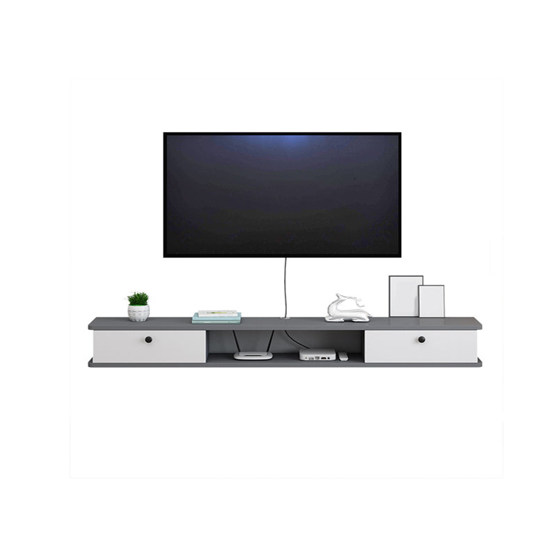 9" D Wall-mounted TV Stand Console Contemporary Closed Storage TV Stand with 2 Doors 47"L x 9"W x 7.5"H Gray-White Clearhalo 'furn' 'furn_tv_stands_entertainment_centers' 'Furniture' 'Living Room Furniture' 'TV Stands & Entertainment Centers' 'TV Stands & Media Storage Furniture' 'tv_stands_entertainment_centers' 5586429