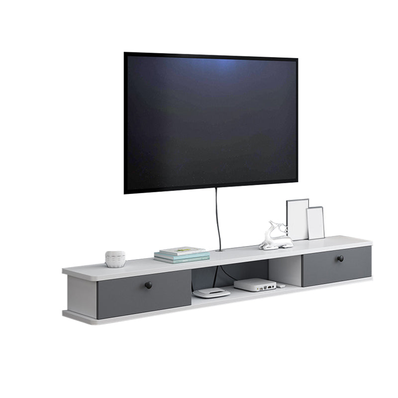 9" D Wall-mounted TV Stand Console Contemporary Closed Storage TV Stand with 2 Doors 47"L x 9"W x 7.5"H White-Gray Clearhalo 'furn' 'furn_tv_stands_entertainment_centers' 'Furniture' 'Living Room Furniture' 'TV Stands & Entertainment Centers' 'TV Stands & Media Storage Furniture' 'tv_stands_entertainment_centers' 5586432