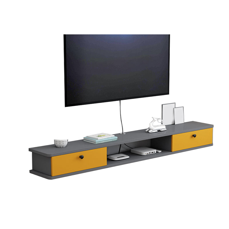 9" D Wall-mounted TV Stand Console Contemporary Closed Storage TV Stand with 2 Doors 47"L x 9"W x 7.5"H Gray-Yellow Clearhalo 'furn' 'furn_tv_stands_entertainment_centers' 'Furniture' 'Living Room Furniture' 'TV Stands & Entertainment Centers' 'TV Stands & Media Storage Furniture' 'tv_stands_entertainment_centers' 5586435