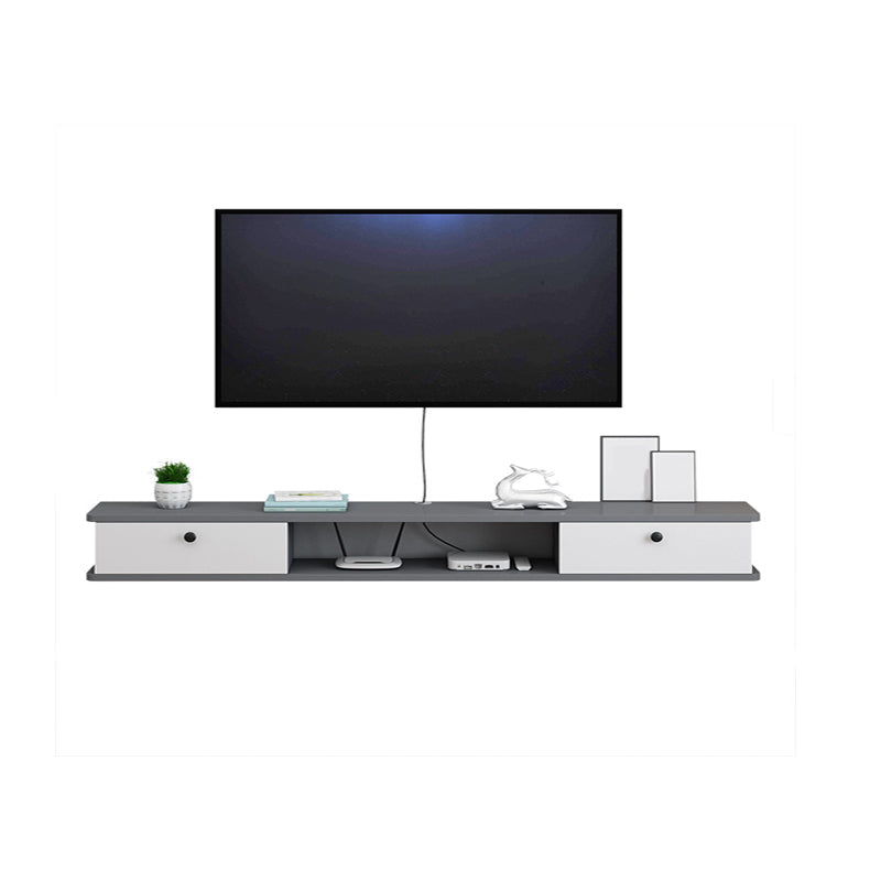 9" D Wall-mounted TV Stand Console Contemporary Closed Storage TV Stand with 2 Doors 55"L x 9"W x 7.5"H Gray-White Clearhalo 'furn' 'furn_tv_stands_entertainment_centers' 'Furniture' 'Living Room Furniture' 'TV Stands & Entertainment Centers' 'TV Stands & Media Storage Furniture' 'tv_stands_entertainment_centers' 5586436