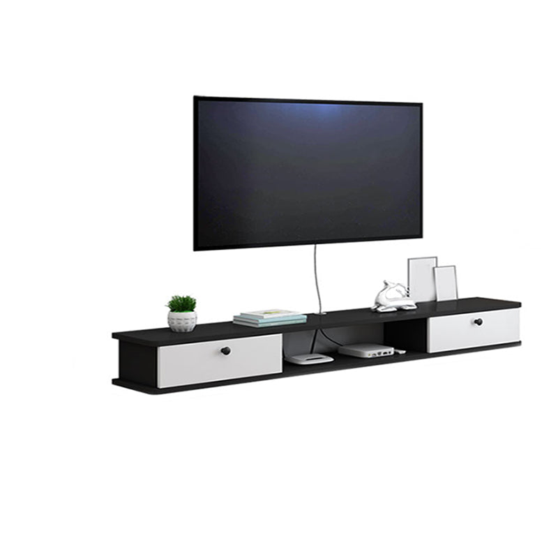 9" D Wall-mounted TV Stand Console Contemporary Closed Storage TV Stand with 2 Doors 55"L x 9"W x 7.5"H Black White Clearhalo 'furn' 'furn_tv_stands_entertainment_centers' 'Furniture' 'Living Room Furniture' 'TV Stands & Entertainment Centers' 'TV Stands & Media Storage Furniture' 'tv_stands_entertainment_centers' 5586437