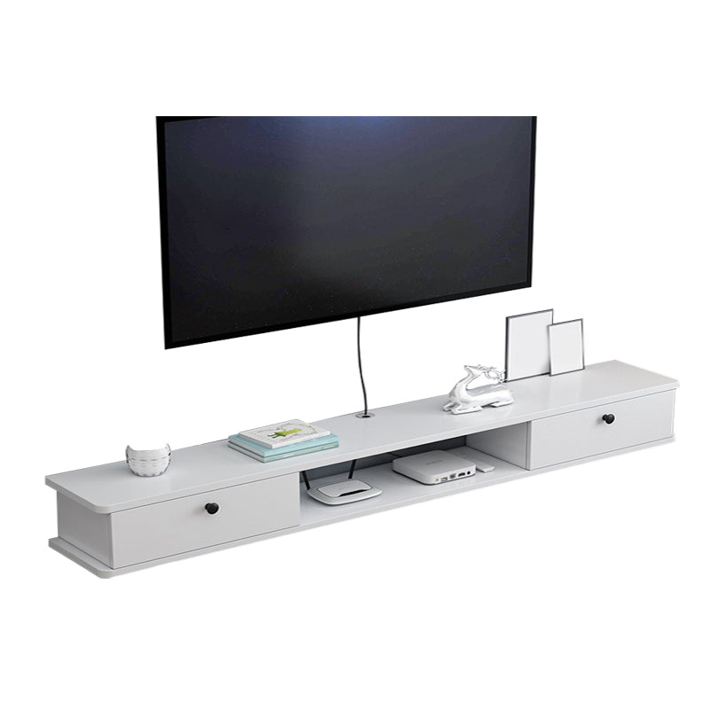 9" D Wall-mounted TV Stand Console Contemporary Closed Storage TV Stand with 2 Doors 55"L x 9"W x 7.5"H White Clearhalo 'furn' 'furn_tv_stands_entertainment_centers' 'Furniture' 'Living Room Furniture' 'TV Stands & Entertainment Centers' 'TV Stands & Media Storage Furniture' 'tv_stands_entertainment_centers' 5586439