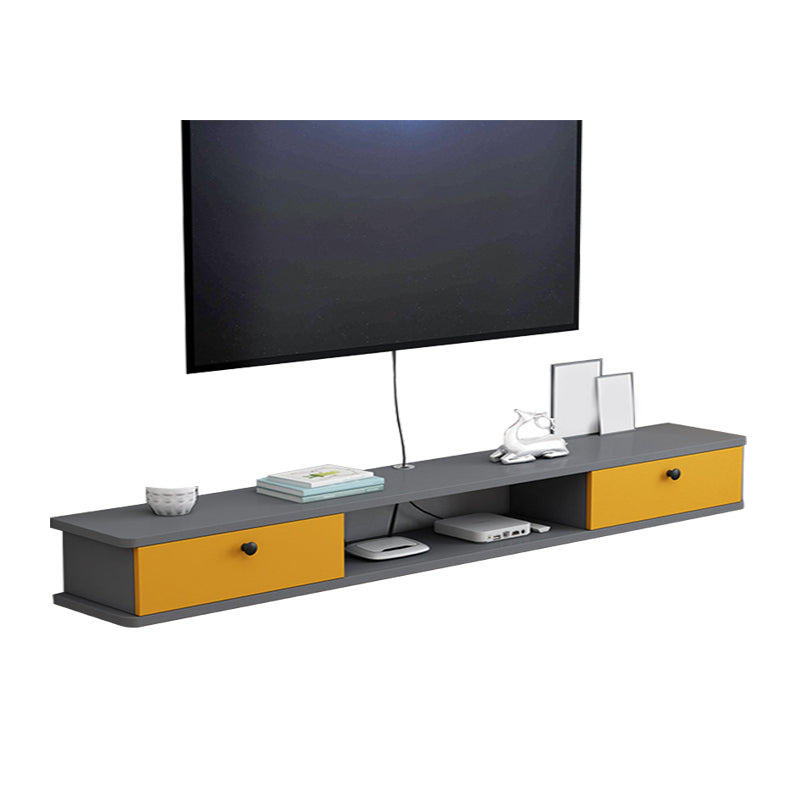 9" D Wall-mounted TV Stand Console Contemporary Closed Storage TV Stand with 2 Doors 55"L x 9"W x 7.5"H Gray-Yellow Clearhalo 'furn' 'furn_tv_stands_entertainment_centers' 'Furniture' 'Living Room Furniture' 'TV Stands & Entertainment Centers' 'TV Stands & Media Storage Furniture' 'tv_stands_entertainment_centers' 5586440