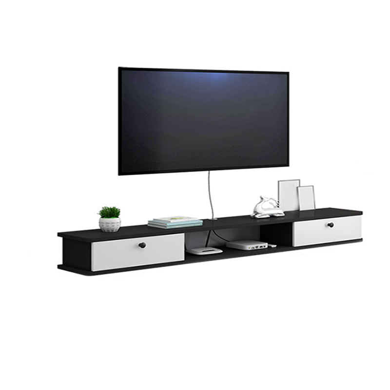 9" D Wall-mounted TV Stand Console Contemporary Closed Storage TV Stand with 2 Doors 63"L x 9"W x 7.5"H Black White Clearhalo 'furn' 'furn_tv_stands_entertainment_centers' 'Furniture' 'Living Room Furniture' 'TV Stands & Entertainment Centers' 'TV Stands & Media Storage Furniture' 'tv_stands_entertainment_centers' 5586442