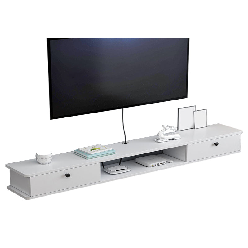 9" D Wall-mounted TV Stand Console Contemporary Closed Storage TV Stand with 2 Doors 63"L x 9"W x 7.5"H White Clearhalo 'furn' 'furn_tv_stands_entertainment_centers' 'Furniture' 'Living Room Furniture' 'TV Stands & Entertainment Centers' 'TV Stands & Media Storage Furniture' 'tv_stands_entertainment_centers' 5586444
