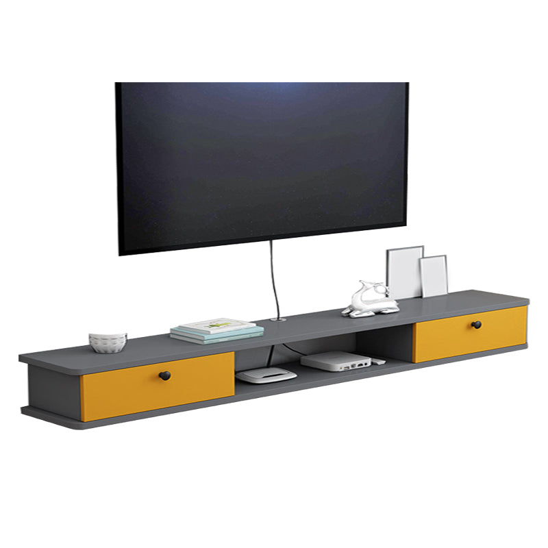 9" D Wall-mounted TV Stand Console Contemporary Closed Storage TV Stand with 2 Doors 63"L x 9"W x 7.5"H Gray-Yellow Clearhalo 'furn' 'furn_tv_stands_entertainment_centers' 'Furniture' 'Living Room Furniture' 'TV Stands & Entertainment Centers' 'TV Stands & Media Storage Furniture' 'tv_stands_entertainment_centers' 5586445