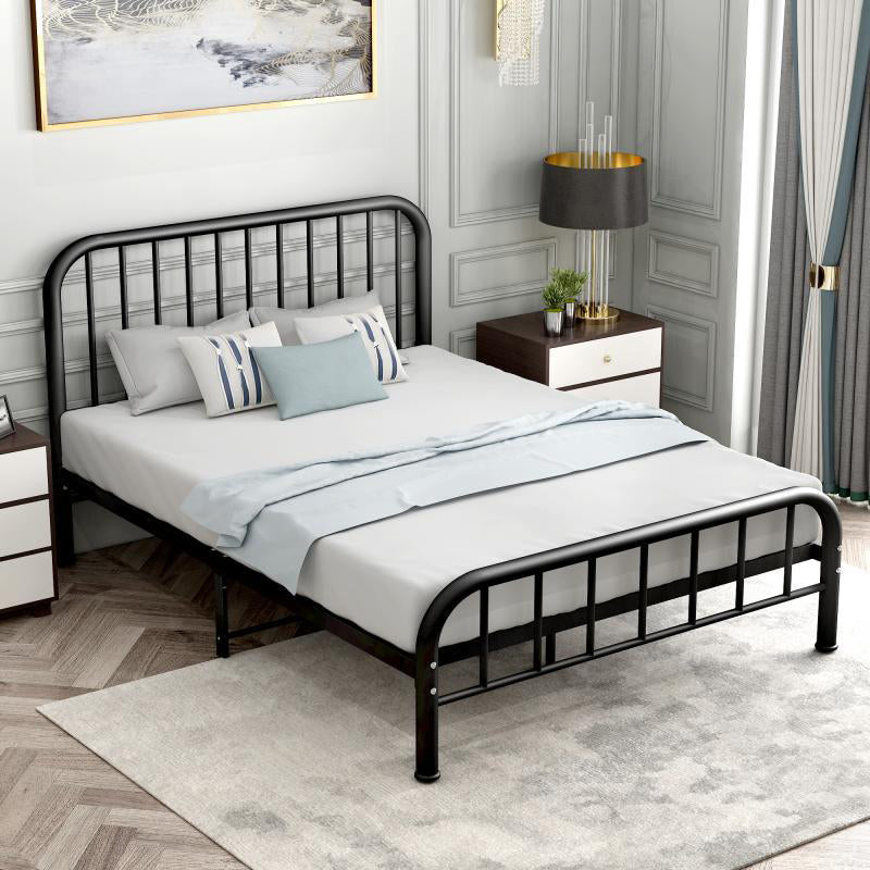 Metal de estilo moderno en cama de listones en blanco/negro con cabecera