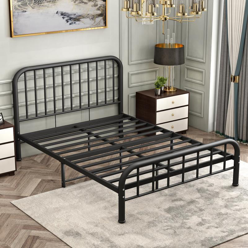 Metal de estilo moderno en cama de listones en blanco/negro con cabecera