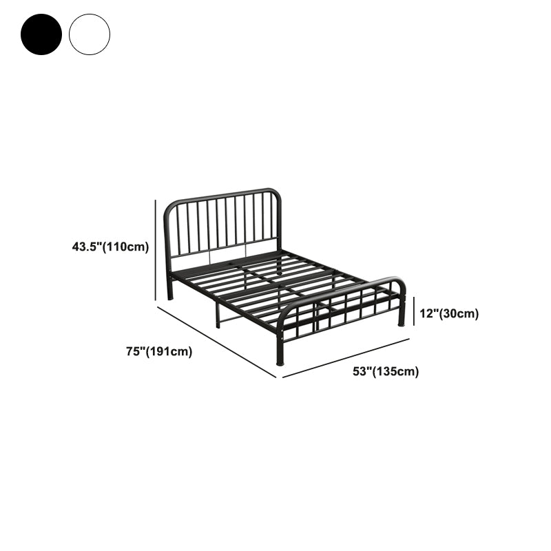 Metal de estilo moderno en cama de listones en blanco/negro con cabecera