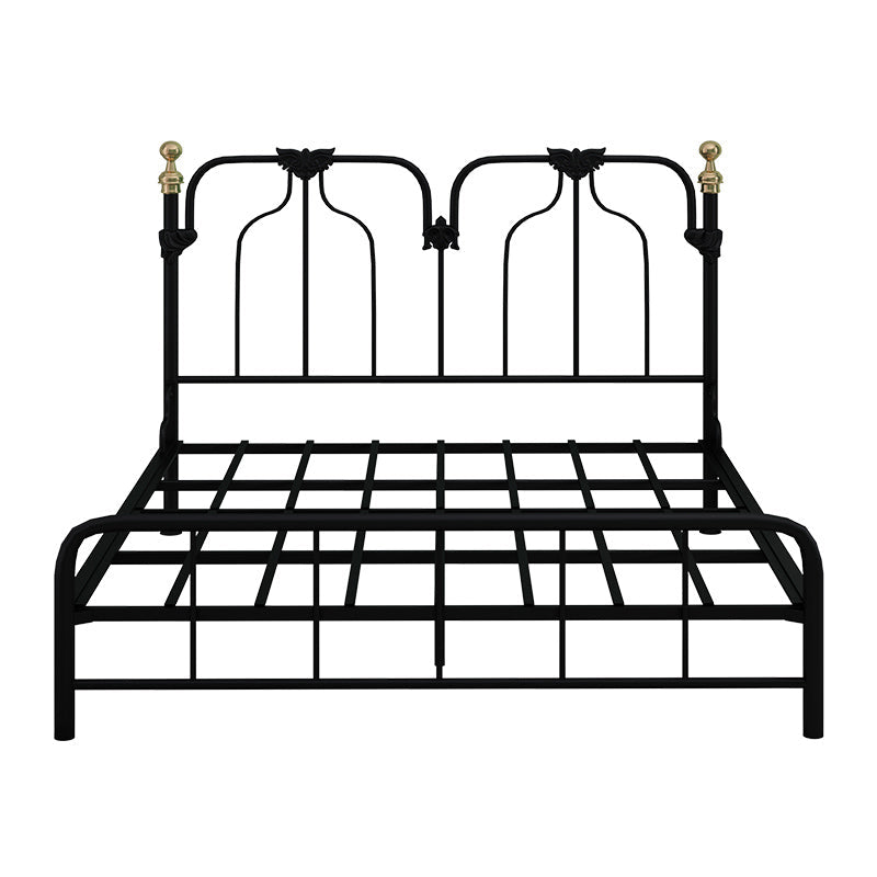 49.21" Modernism Metal Bed with Headboard Low Profile Standard Bed Black Clearhalo 'Bedroom Furniture' 'Beds' 'furn' 'furn_beds' 'Furniture' 5586696