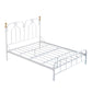 49.21" Modernism Metal Bed with Headboard Low Profile Standard Bed Off-White Clearhalo 'Bedroom Furniture' 'Beds' 'furn' 'furn_beds' 'Furniture' 5586702