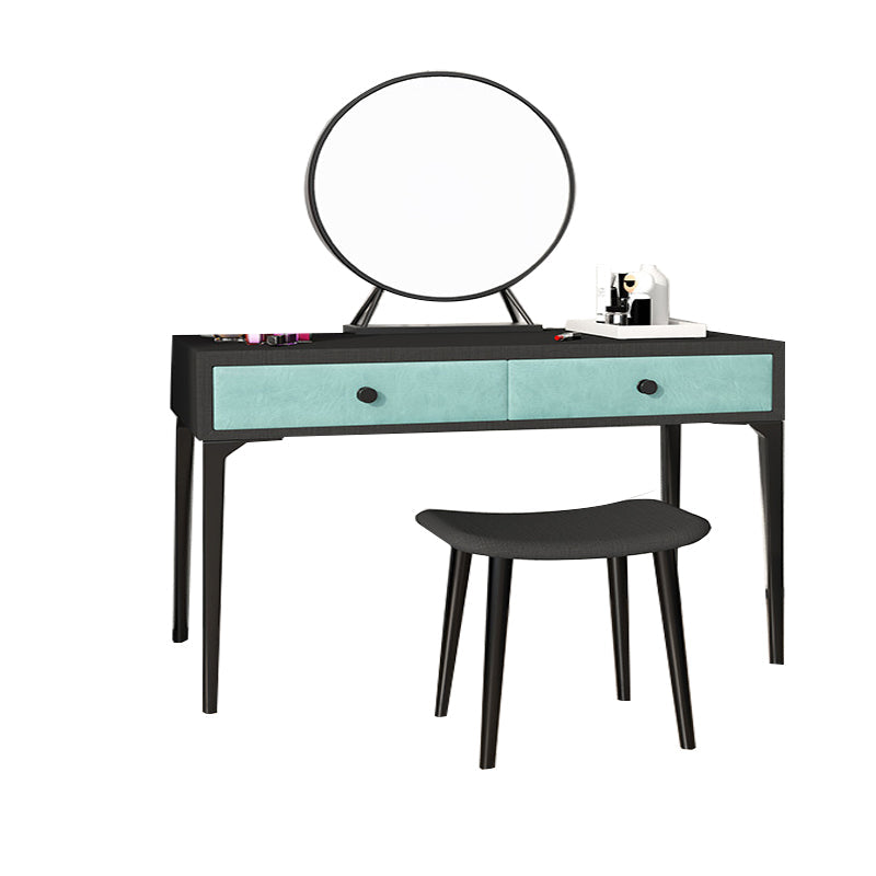 Metall -Waschtisch mit Stuhl und Spiegel in schwarz/weißer Waschtisch