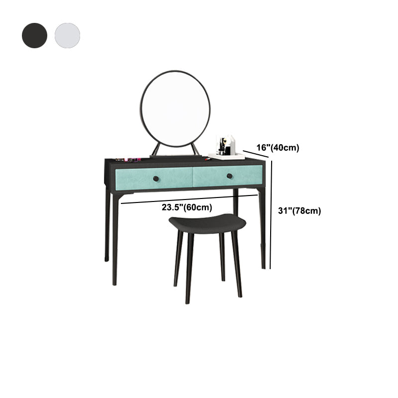 Metall -Waschtisch mit Stuhl und Spiegel in schwarz/weißer Waschtisch
