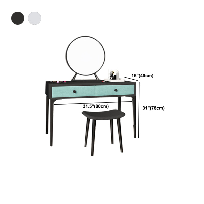 Metall -Waschtisch mit Stuhl und Spiegel in schwarz/weißer Waschtisch