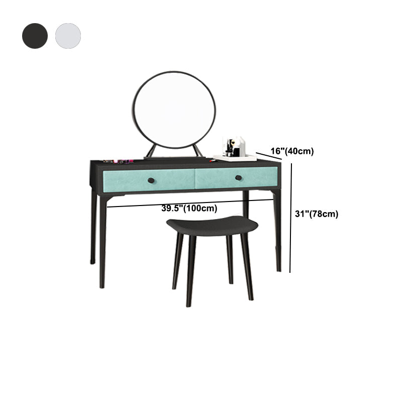 Metall -Waschtisch mit Stuhl und Spiegel in schwarz/weißer Waschtisch